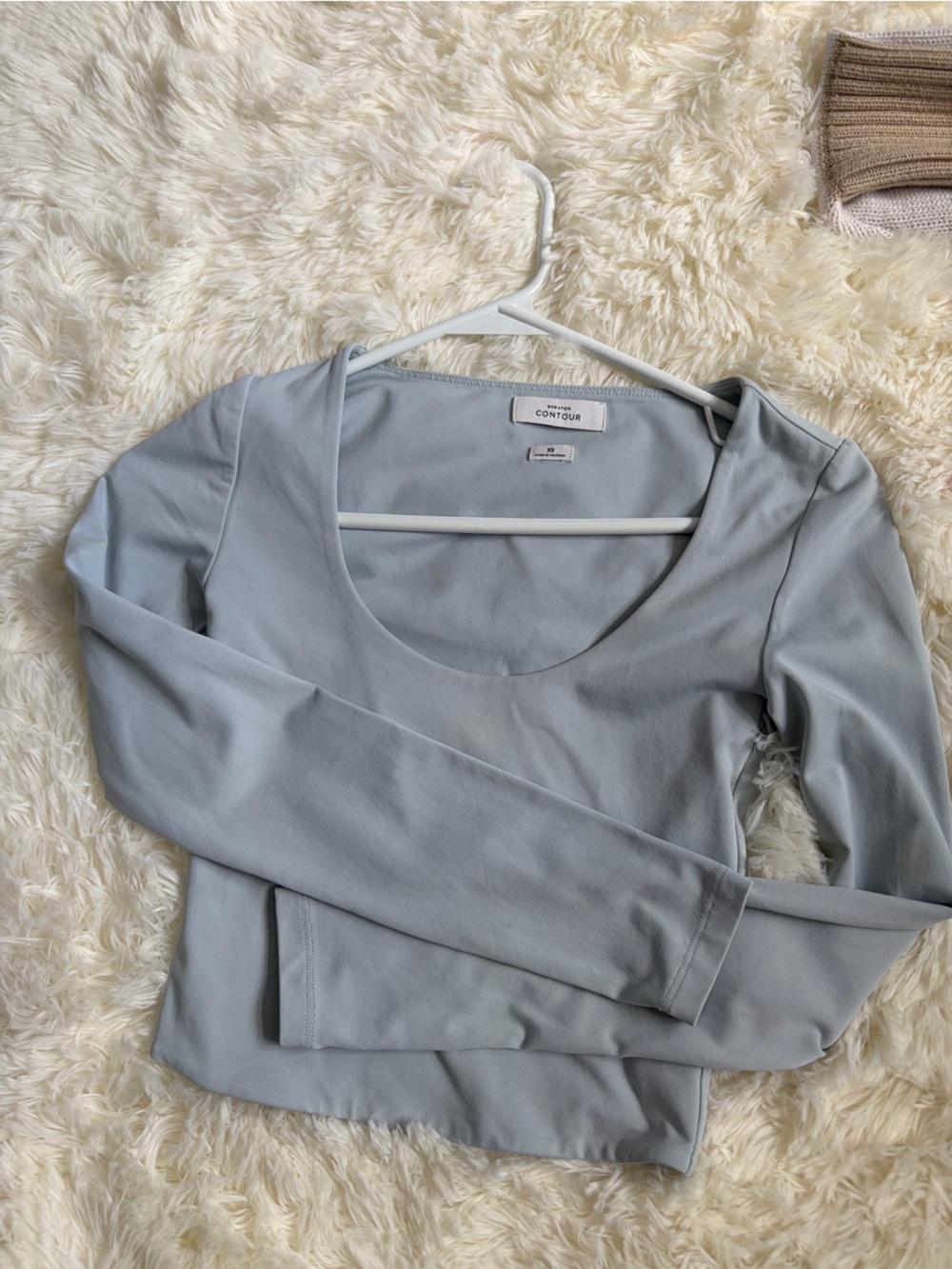 Aritzia Contour Light Blue Long-Sleeve Bandeau Top